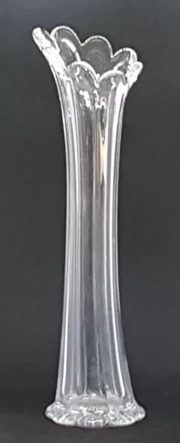 Clear pressed glass vintage Art Deco antique tall flarred rim vase