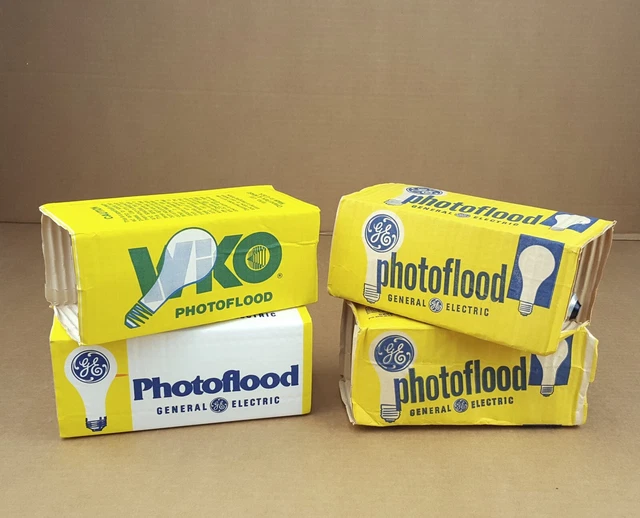 Lot of 4 Photoflood Bulbs GE & Wiko 500w 120v Blue & Clear NEW Old Stock Tested