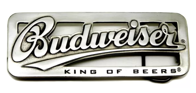 Budweiser Belt Buckle King of Beers Silver Cut Out Authentic Officially Licensed