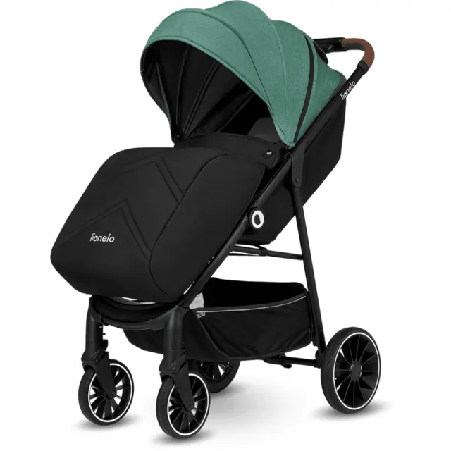 Kinderwagen lionelo Kinder Buggy Alexia Rollen Tasche max. 17kg Schwarz/Grün GUT