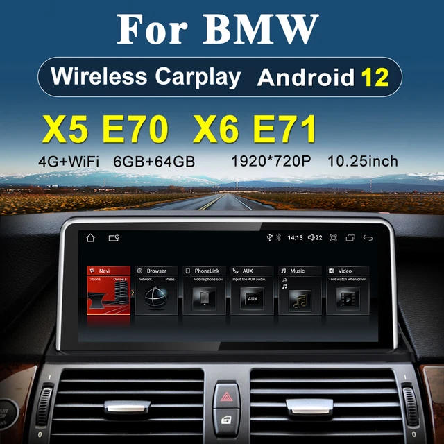 10.25" 6+64GB Autoradio Android 13 GPS Navi 4G CarPlay für BMW X5 E70 X6 E71 CCC