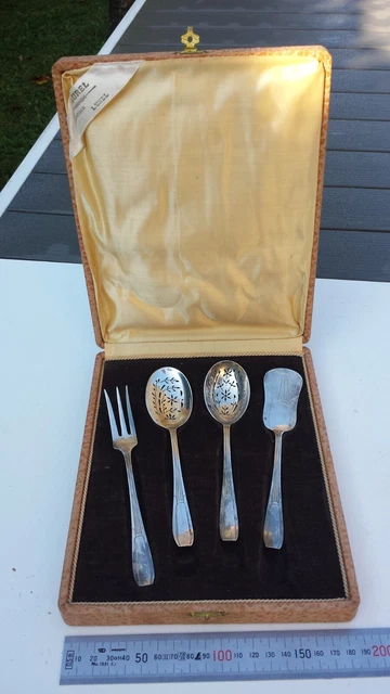 Service à Mignardises Années 50 – Manche Bakélite, Lame Inox, Couverts En Coffret, Occasion