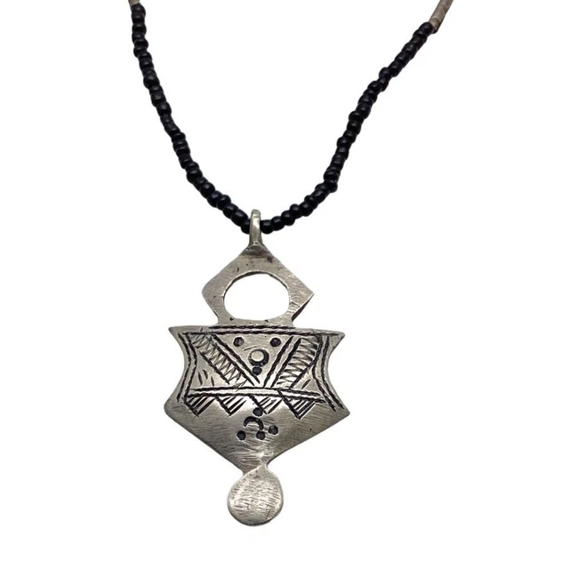 African Tuareg Amulet Pendant Necklace Ethic Tribal Primitive Art Vintage
