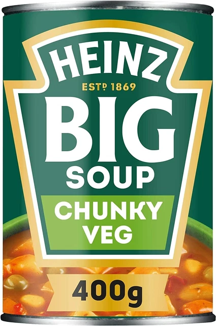 HEINZ BIG ZUPPA Verdura Grossa Grande 400g x 8 Lattine Lattine LUNGA DATA