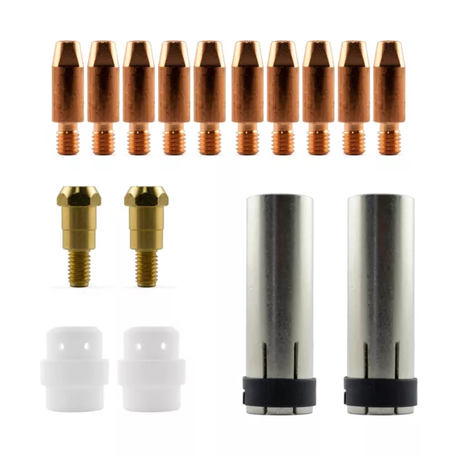 MIG MB24 16 Piece KIT- 1.0mm - Binzel Style - Shroud - Contact Tip - Nozzle SB24