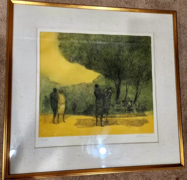 Harold Altman Signed Etching 132/185 “Park With Six Figures” Chicago Artist 2