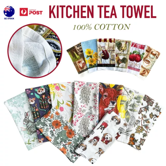 6pcs Tea Towel Kitchen Dish Towels 100% Cotton Absorbent Cleaning Linen Cloths