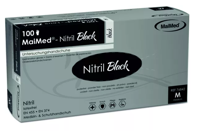 MaiMed® Nitril Black Einmalhandschuhe puderfrei schwarz / Einweghandschuhe