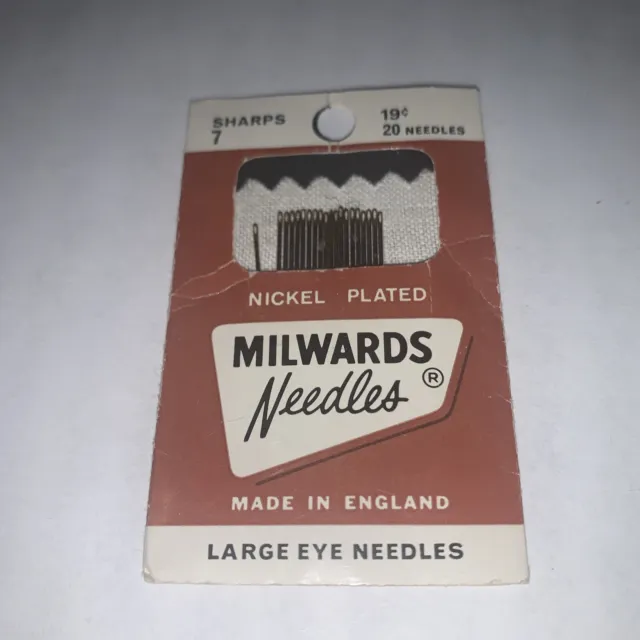Vintage Milwards Needles Sharps 7 Large Eye