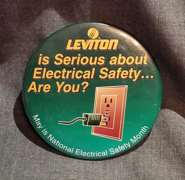LMH Button Pin LEVITON Serious Electrical Safety Month HOME DEPOT Employee 3"
