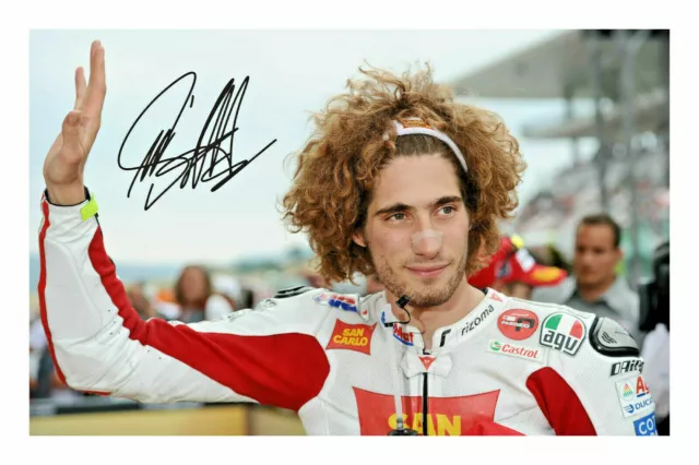 Marco SIMONCELLI-POSTER MIT AUTOGRAMM, GEDRUCKT, 45X32CM, MOTO GP