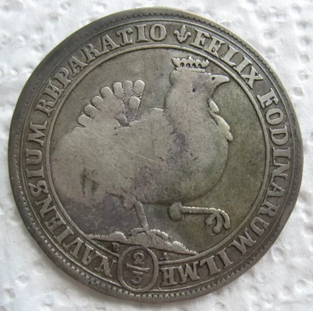 1692 German Hennerberg-Ilmenau Silver 2/3 Thaler (Over mark 60 Kreuzer)
