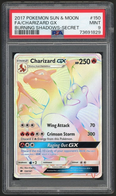 Charizard GX FA SR 150/147 Pokemon Sonne & Mond brennende Schatten 2017 NEUWERTIG PSA 9