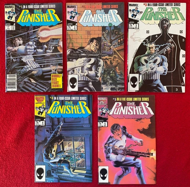Punisher 1 2 3 4 5  Set   - 1986  Volume 1  Series  -    Marvel Comics