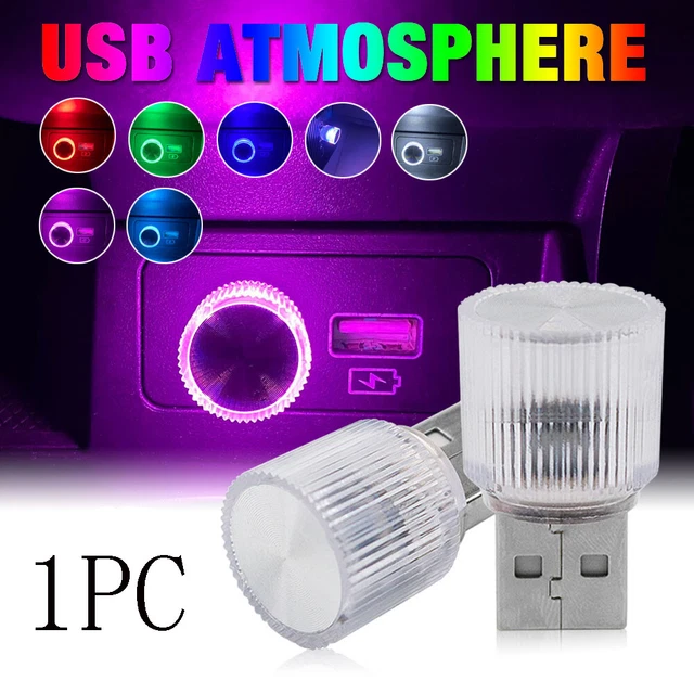 1x Mini USB LED Neon Lamp Bulb Car Interior Ambient Atmosphere Light Accessories
