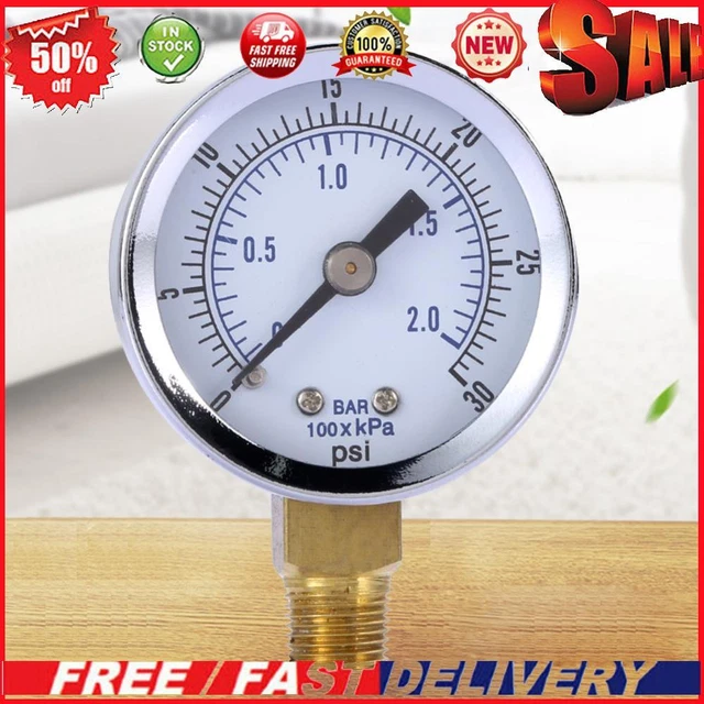 1/8in Hydraulic Pressure Gauge 0-30 PSI Pressure Gauge Measurer Side Mount 1.5in