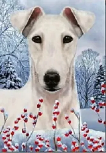 Winter House Flag - White Smooth Fox Terrier 15427