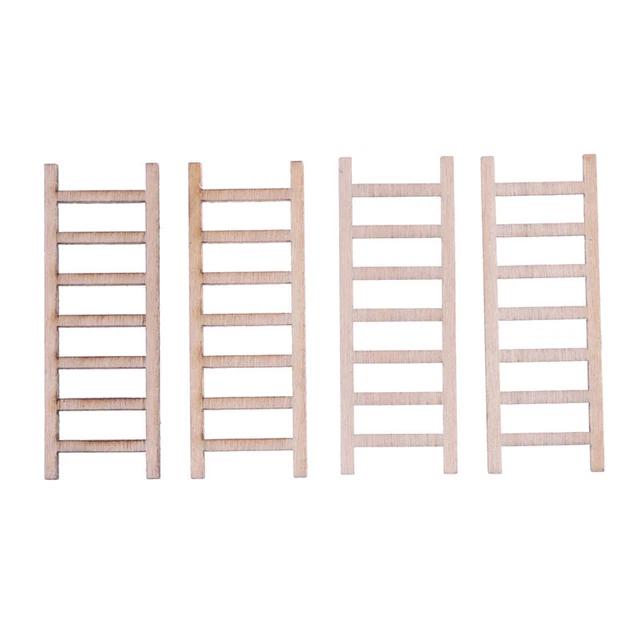4x DIY Gift Dollhouse Miniature Wood Stairs Toy  Garden Fairy Home Decor .cAt1