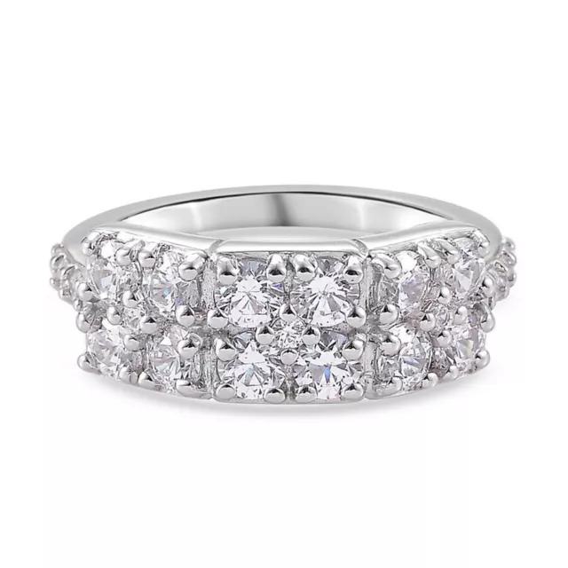 TJC Half Eternity Ring Cubic Zirconia Platinum Plated Silver 2.99ct