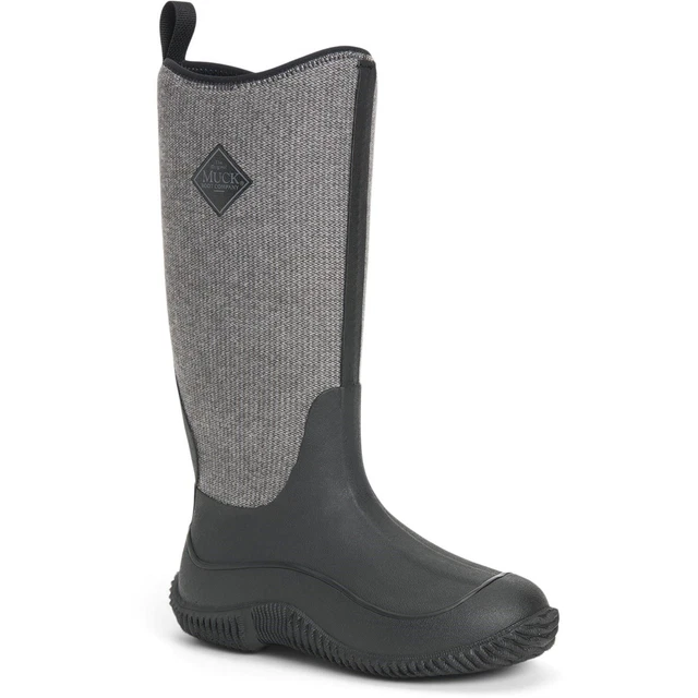 MUCK BOOTS HALE Rubber Black W/ Fuzzy Herringbone Wellington Boots £113