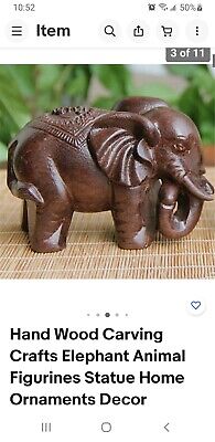 Hand Carved Wooden Elephant Figurine
