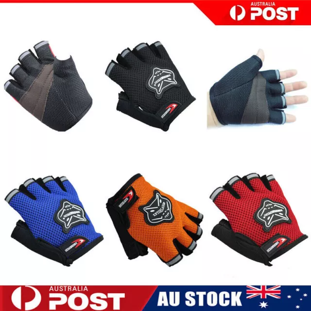 Kids Cycling Bike Gloves Half Finger Breathable Anti-slip Bicycle Fitness Sports