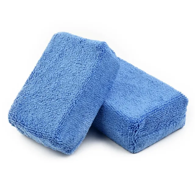 4/8tlg Blue Microfiber Applicator Sponge Pads Car Wash Wax Polishing Detailing