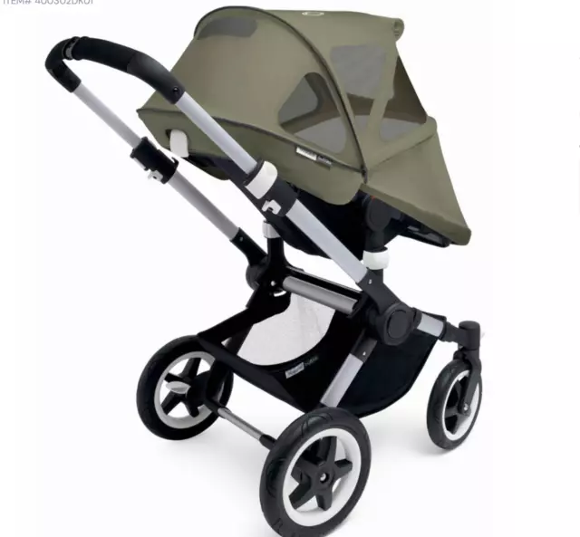 Bugaboo Buffalo Breezy Sun Shade Hood Canopy Khaki - Mesh & Mosquito barrier.