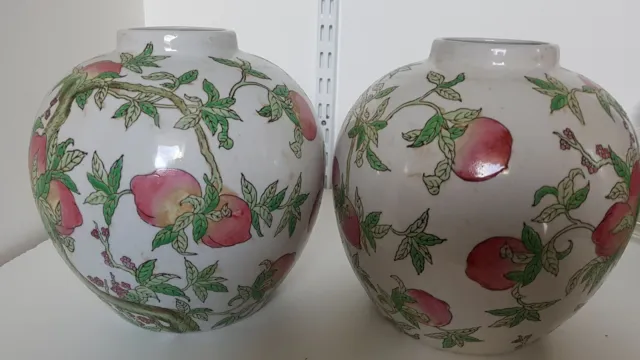 Chine - ancienne paire de pots à Gingembre - famille Rose - Dynastie Qing 3