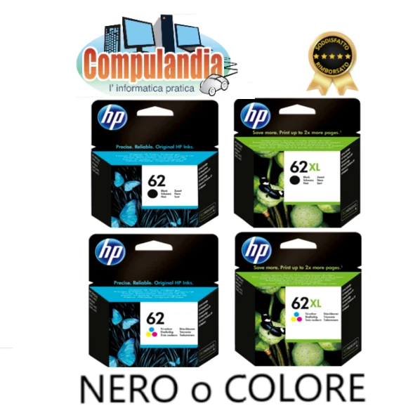 HP 62 Nero, HP 62 Colori, HP 62XL Nero, HP 62XL Colori - Cartucce ORIGINALI