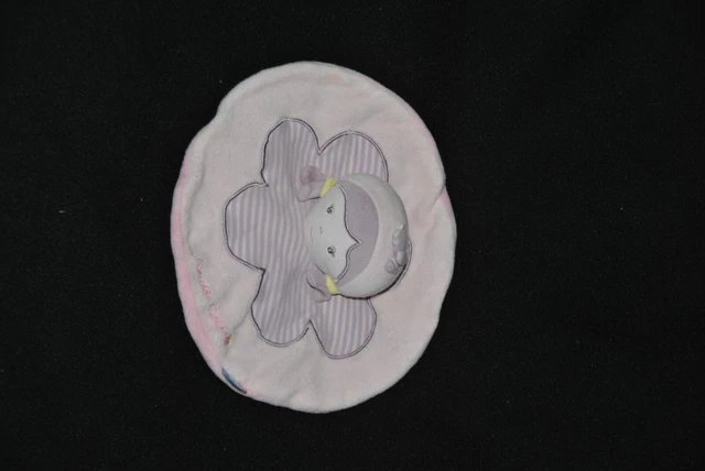 Peluche doudou fille poupée plat SUCRE D'ORGE rond rose mauve violet TTBE