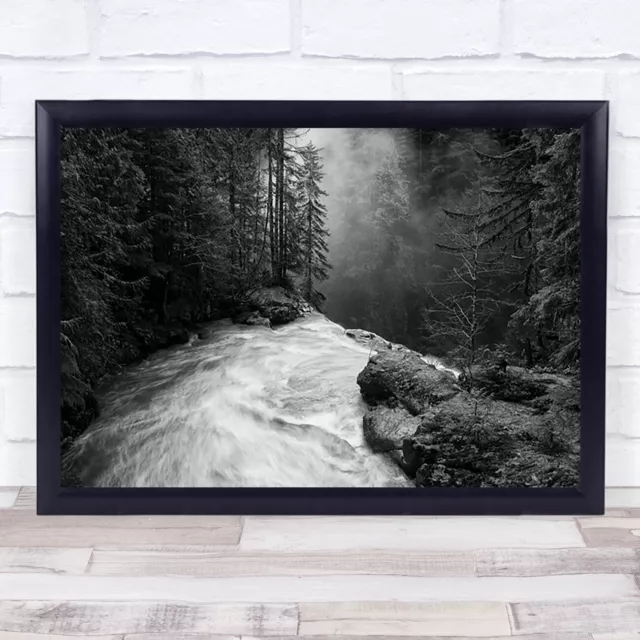 Over The Falls Water Tree Forest River Flow Stream Waterfall Mist Wall Art Print