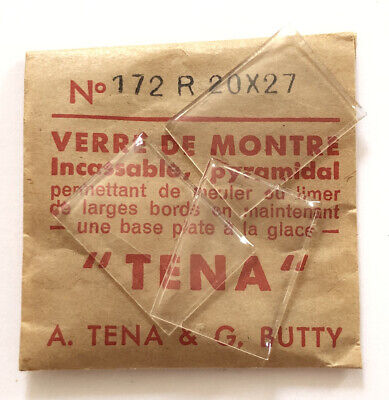 GLASS Tena NEUF 1 VERRE TENA RECTANGLE 210 R PLEXI POUR MONTRE 11 17 MM @ TOP 