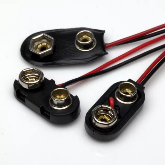 9V Battery Clip Snap Connector Moulded Casing 150-300mm Wire Leads fits PP3 PP6