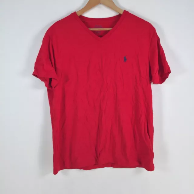 Ralph Lauren mens t shirt size M red short sleeve Vneck cotton 037734