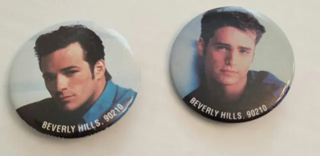 1991 Beverly Hills 90210 Luke Perry Jason Priestley Buttons/Pinback Vintage 1.5"