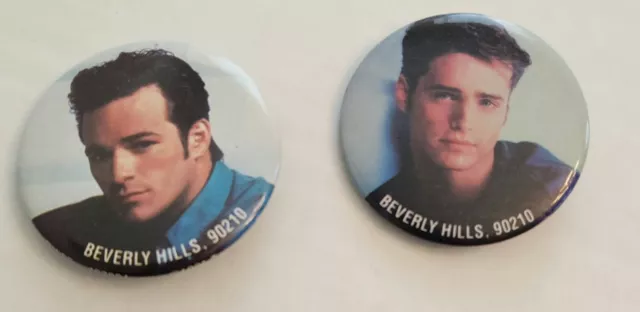 1991 Beverly Hills 90210 Luke Perry Jason Priestley Buttons/Pinback Vintage 1.5"