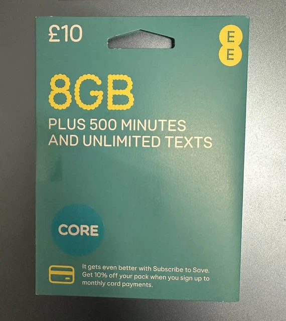 Carta SIM EE pay as you go. DATI E CHIAMATE GRATUITI