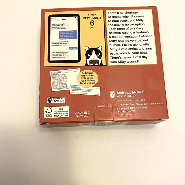 TEXTS FROM MITTENS the Cat Day To Day Calendar 2024 Box Calendar NIB