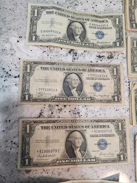 LOT $1 Silver Certificate 1935 A C D E F G & 2 Star Notes plus 1 $1 RED SEAL '63 4
