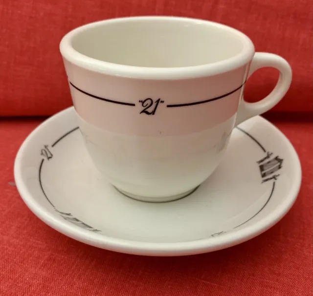 Vintage Iconic "21" Club New York City Restaurant Iron Gate Coffee Cup & Saucer