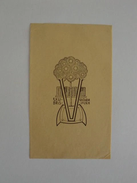 Exlibris für Victoria Pena. Motiv: Bücher und Blumen Marin: 75035