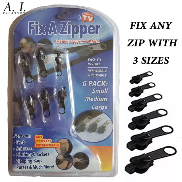 Zipperstop Wholesale Distributor YKK Zipper Repair Kit Solution, YKK #5 Molded Reversible Fancy Pulls Vislon Slider Made in USA (Assorted Color 10pcs)
