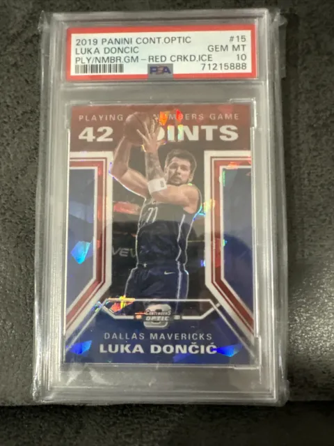 2019-20 Contenders Optic Red Cracked Ice Prizm #15 Luka Doncic PSA 10 GEM MT