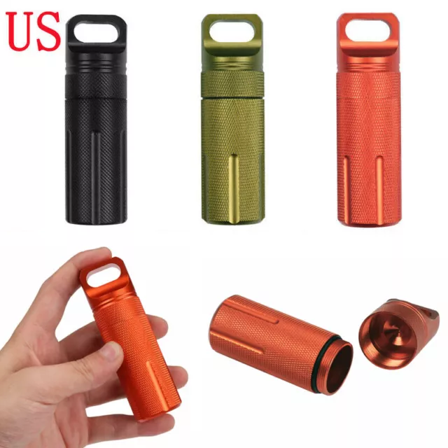 Waterproof Bottle Holder Seal Container Keychain Medicine Capsule Pill Box Case