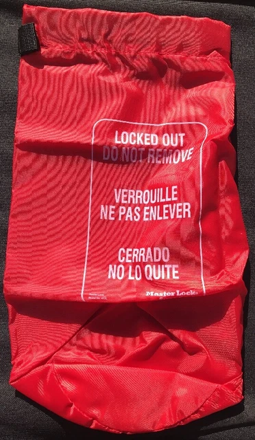 453L Master Lock Safety Lockout Sack 165mm X 432mm Oversized Plug Hoist Control