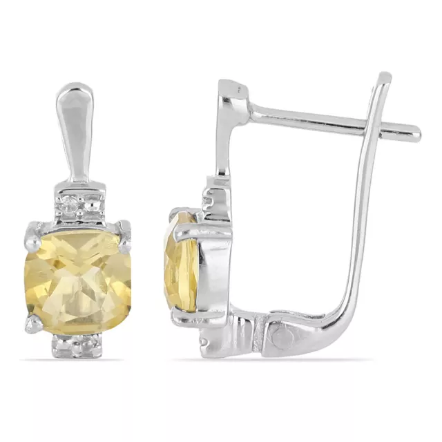 2,94 Carati Whisky Quarzo Orecchini 925 Argento Sterling Con Cubic Zirconi Alto