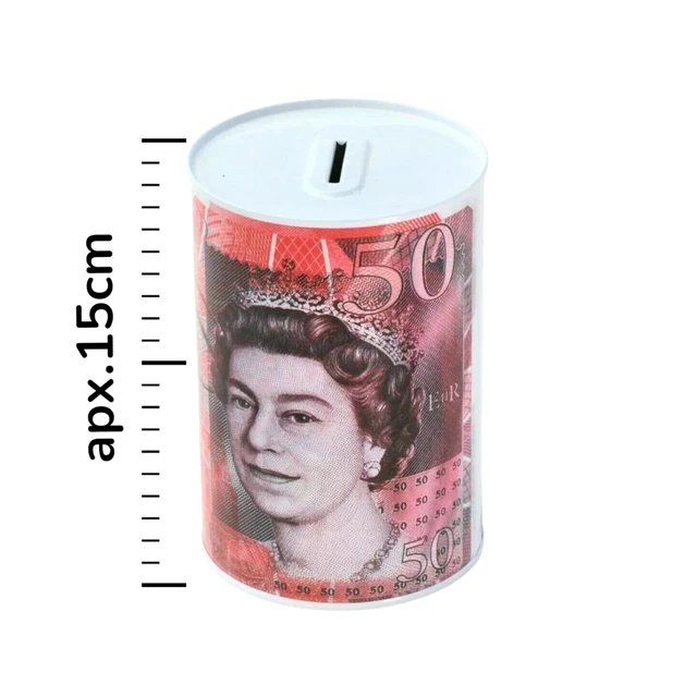 Money Safe £5 £10 £20 £50 Note Design Money Box Tin - Kids Piggy Bank Cash Saving Box Pound Note Design Money Tin Kids Piggy Bank Cash Saver - Foto 11