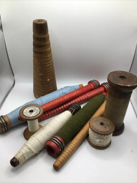 vintage wooden cotton bobbins