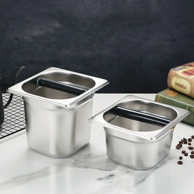 NEW Coffee Residue Bin Bucket Espresso Grounds Knock Box with Tamp Tube Bar
